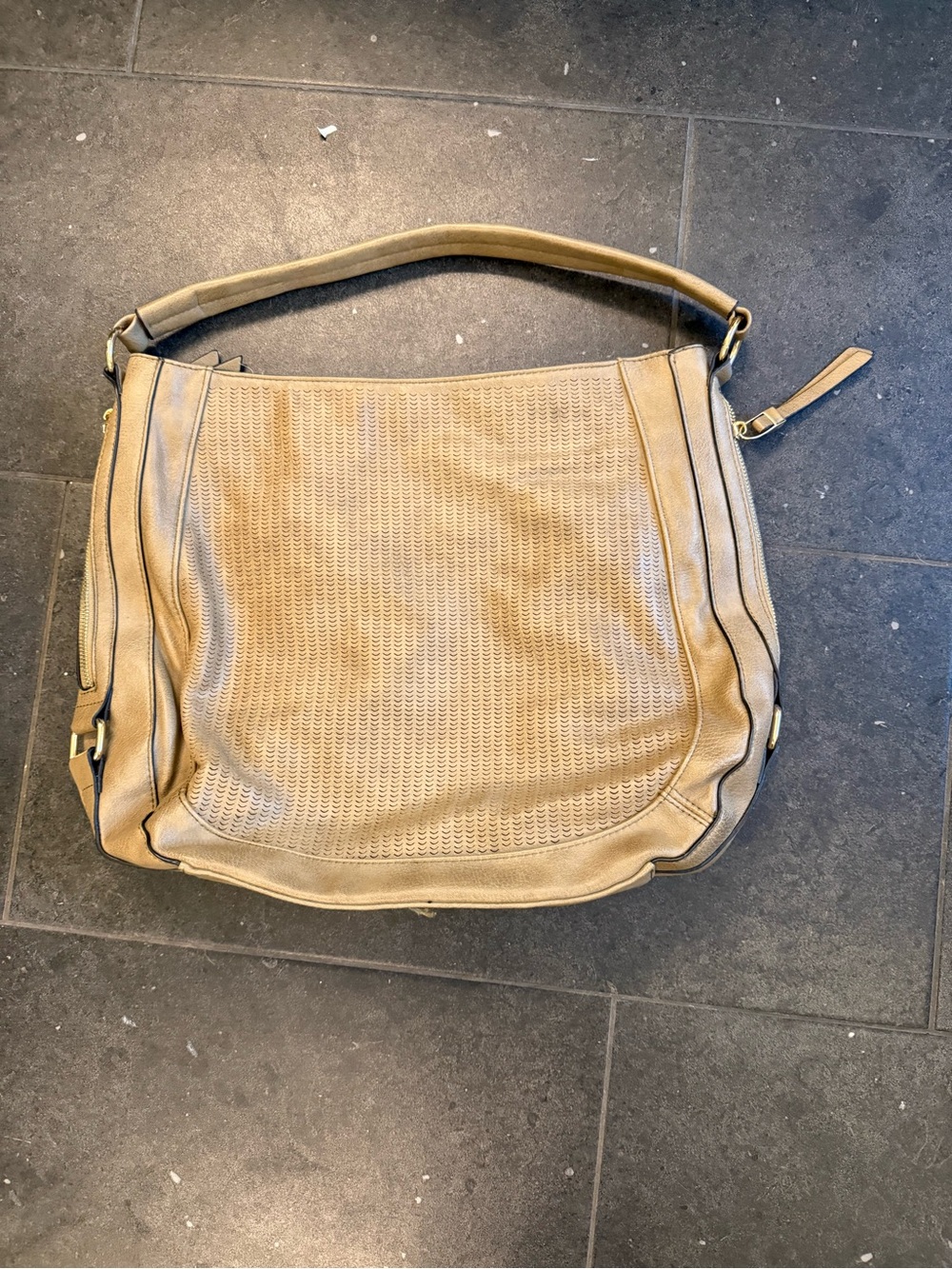 Moda Luxe Olive Green Oversized Hobo Shoulder Bag Gold Hardware
